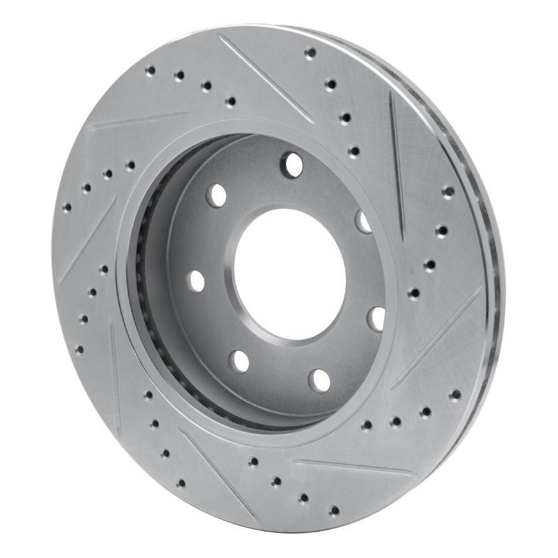 Ford F-150 Brake Rotor (1) - Front Left - R1 Concepts - Drilled & Slotted - Silver - `04-`08